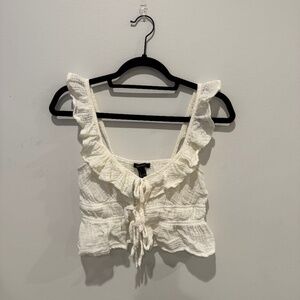 Off-White/Cream Low Neck Beachy Tank Top
